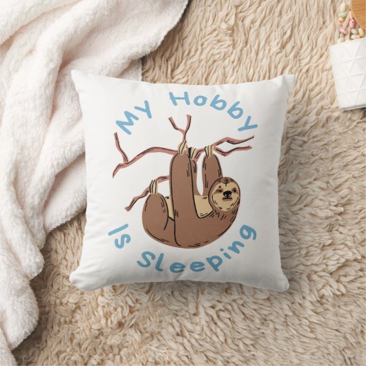 My Hobby Is Sleeping – Funny Sloth Design クッション (ブランケット)