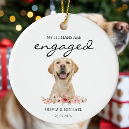 My Humans Are Engaged Personalized Dog Photo セラミックオーナメント