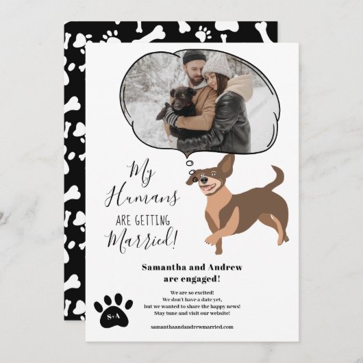 My Humans getting married婚約おもしろい写真 案内状 (正面/裏面)