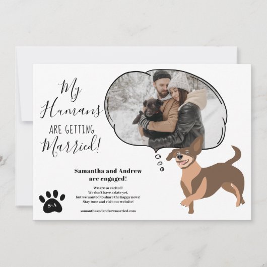 My Humans getting married婚約おもしろい写真 案内状 (正面)