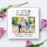 My humans getting married dog photo save the date  マグネット<br><div class="desc">With this fun and informal save-the-date magnet, you can include your dog in your wedding planning. This magnetic save the date is perfect for any pet lover and has the caption "My humans are getting married" in modern black hand-written fonts. It can be simply customized with one of your favorite...</div>