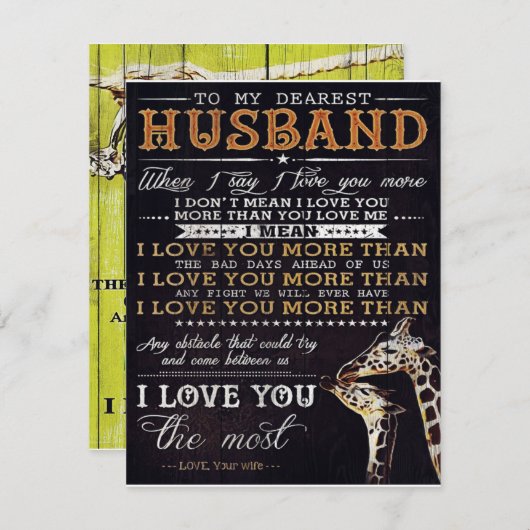 My Husband Gift | Letter For Him | Funny Gift 招待状 (正面/裏面)