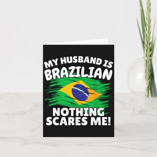 My Husband Is Brazilian Funny Brazil Flag Gift For カード (正面)