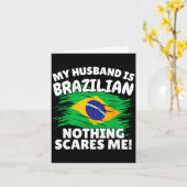 My Husband Is Brazilian Funny Brazil Flag Gift For カード (黄色い花)
