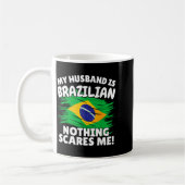 My Husband Is Brazilian Funny Brazil Flag Gift For コーヒーマグカップ (左)