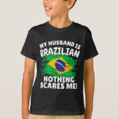 My Husband Is Brazilian Funny Brazil Flag Gift For Tシャツ (正面)