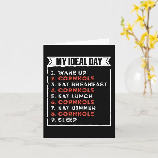 My Ideal Day Funny Cornhole Birthday Gift カード (黄色い花)