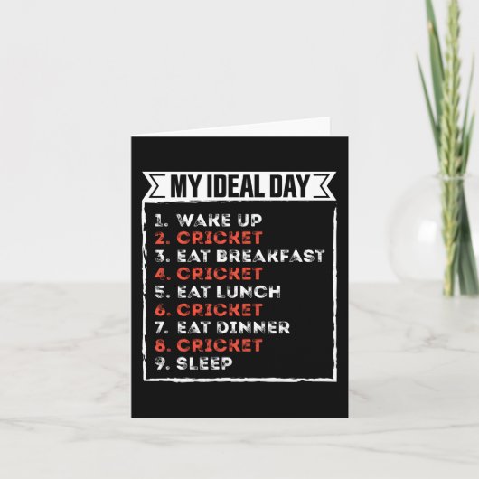 My Ideal Day Funny Cricket Birthday Gift カード (正面)