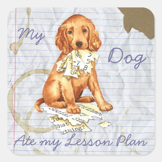 My Irish Setter 食べ My Lesson Plan スクエアシール (正面)