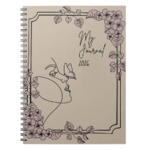 My Journal 2026 – ミニマル フローラル ラインアートの美しいデザイン