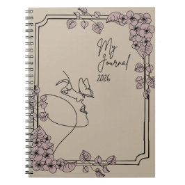 My Journal 2026 – ミニマル フローラル ラインアートの美しいデザイン ノートブック