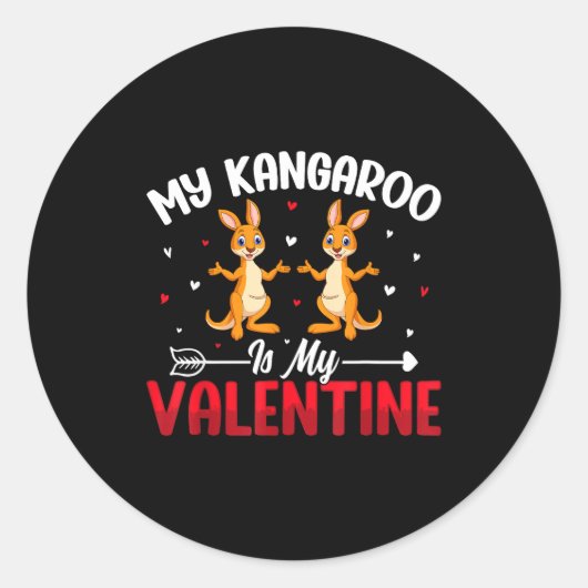 My Kangaroo Is My Valentine - Animal Lovers Valent ラウンドシール (正面)