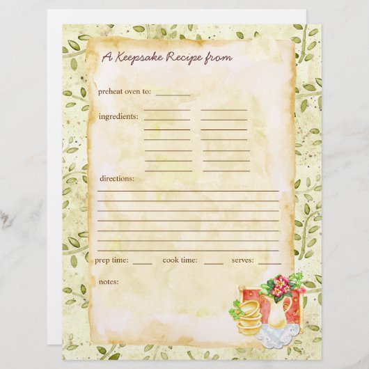 「My Keepsakeレシピ」ページ (正面/裏面)