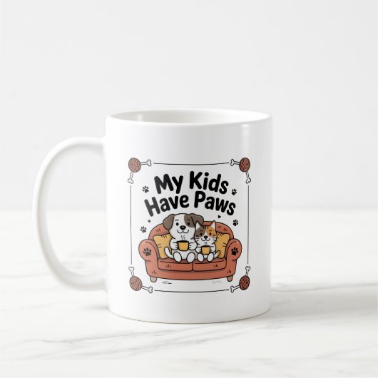 My Kids Have Paws Mug | Funny Pet Parent Gift コーヒーマグカップ (左)