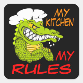 My Kitchen My Rules, Aligator Chef, Black スクエアシール