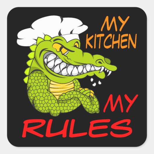 My Kitchen My Rules, Aligator Chef, Black スクエアシール (正面)