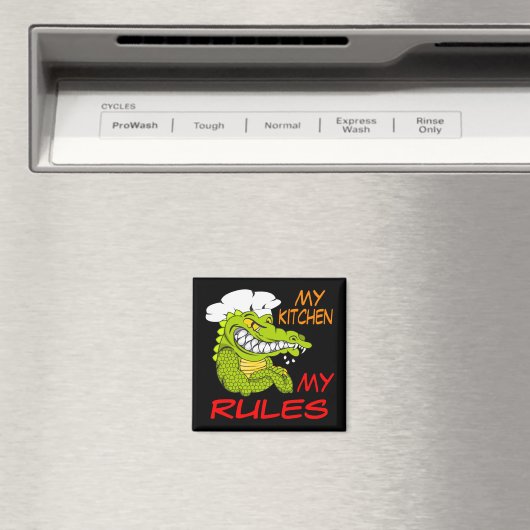 My Kitchen My Rules, Aligator Chef, Black マグネット (インサイチュ (食洗機))