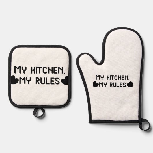 My kitchen my rules funny oven mitt & pot holder 鍋つかみ&鍋敷きセット (正面)