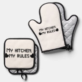 My kitchen my rules funny oven mitt & pot holder 鍋つかみ&鍋敷きセット (正面/裏面)