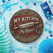 My Kitchen My Rules Rustic Farmhouse Rolling Pin ペーパープレート (パーティー)