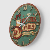 My Kitchen My Rules Vintage Farmhouse ラージ壁時計 (傾斜)