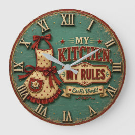 My Kitchen My Rules Vintage Farmhouse ラージ壁時計