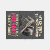 My Knight In Machinist Wife Girlfriend Funny Anniv フリースブランケット (正面(横))