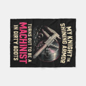 My Knight In Machinist Wife Girlfriend Funny Anniv フリースブランケット (正面(横))