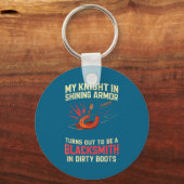 My Knight In Shining Funny Blacksmith Wife Women F キーホルダー (正面)