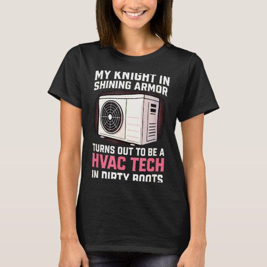 My Knight In Shining Funny Hvac Tech Wife Women Gi Tシャツ (正面)