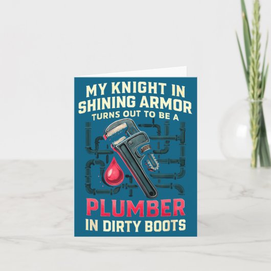 My Knight In Shining Funny Plumber Wife Women Girl カード (正面)