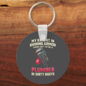 My Knight In Shining Funny Plumber Wife Women Girl キーホルダー (正面)