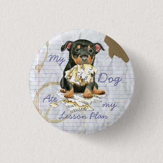 My Lancashire Heeler 食べ My Lesson Plan 缶バッジ (正面)