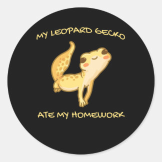 My Leopard Gecko私の宿題食べGekko Men Lizard ラウンドシール