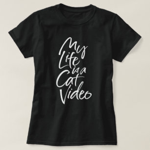 My Life is a Cat お洒落 Video Whiteレタリング Tシャツ