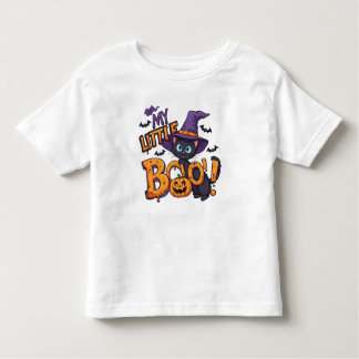 My Little Boo Cute Halloween Cat in Witch Hat トドラーTシャツ