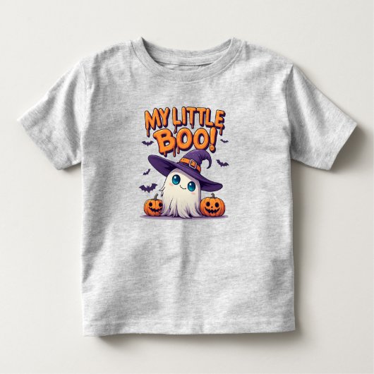 My Little Boo Cute Halloween Ghost in Witch Hat トドラーTシャツ (正面)