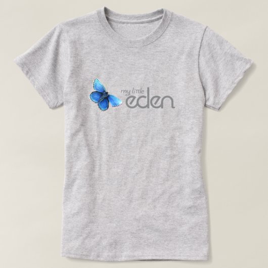 my little eden logo blue butterfly t shirt tシャツ (デザイン正面)