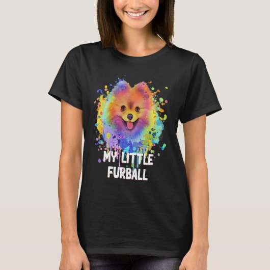 My Little Furball Funny Pomeranian Humor Pom Pom A Tシャツ (正面)