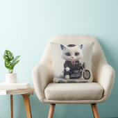 My Little Man Throw Pillow - Cute Kawaii Cat on Mo クッション (椅子)