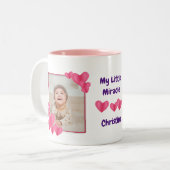 My Little Miracle withハート写真と名前 ツートーンマグカップ (正面左)