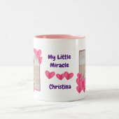 My Little Miracle withハート写真と名前 ツートーンマグカップ (中央)