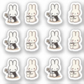 My little tiny bunny with cup and flower シール (正面)