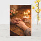 My Love 80th Birthday Romantic Candle Cupcake  カード (黄色い花)