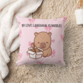 My Love Language Is Noodles | Kawaii Capybara Deco クッション (ブランケット)