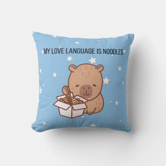 My Love Language Is Noodles | Kawaii Capybara Deco クッション