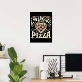 My Love Language Is Pizza - おもしろいグルメバレンタイン ポスター (ホームオフィス)