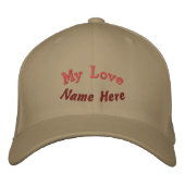 My Love Name Here Text-Hat Khaki 刺繍入りキャップ (正面)