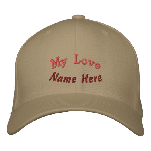 My Love Name Here Text-Hat Khaki 刺繍入りキャップ (正面)