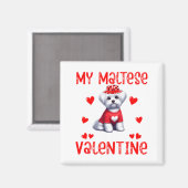 My Maltese Is My Valentine Hearts Costume Single O マグネット (正面/裏面)